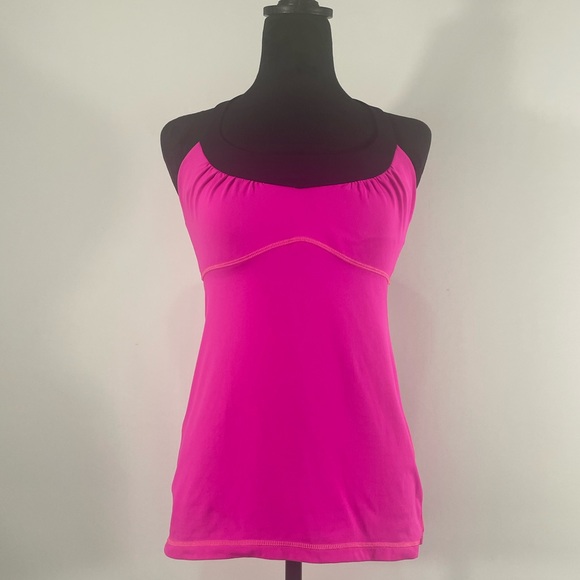 Lululemon Hot Pink, Black, Built in Bra, Tank Top, Small, work out, yoga, - Picture 14 of 14